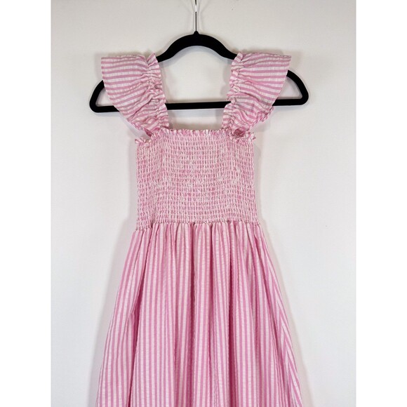 Petal Pup Dress Pink Daniela Striped Midi Smocked Seersucker Fit Flare Size 6 - Picture 6 of 11